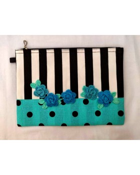 Happy Threads Pretty Cotton Storage Pouch (Sky-Blue)